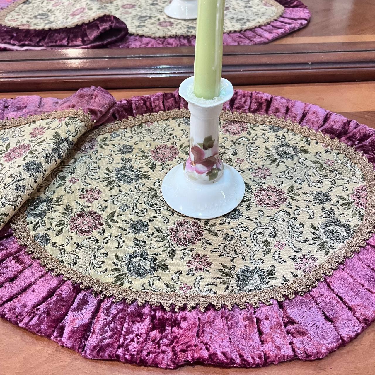 رومیزی مخمل  قدیمی خارجی