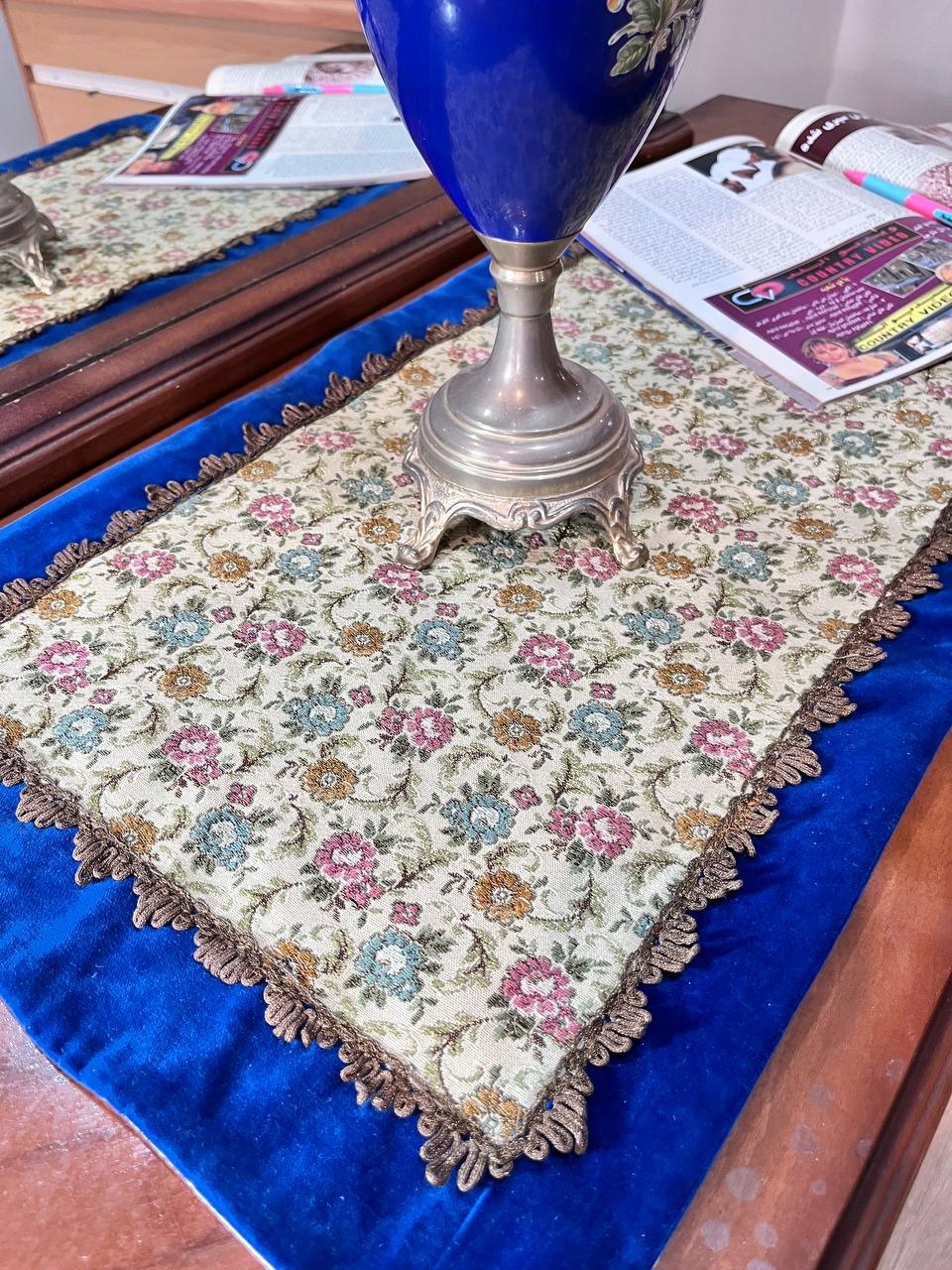 رومیزی مخمل قدیمی خارجی