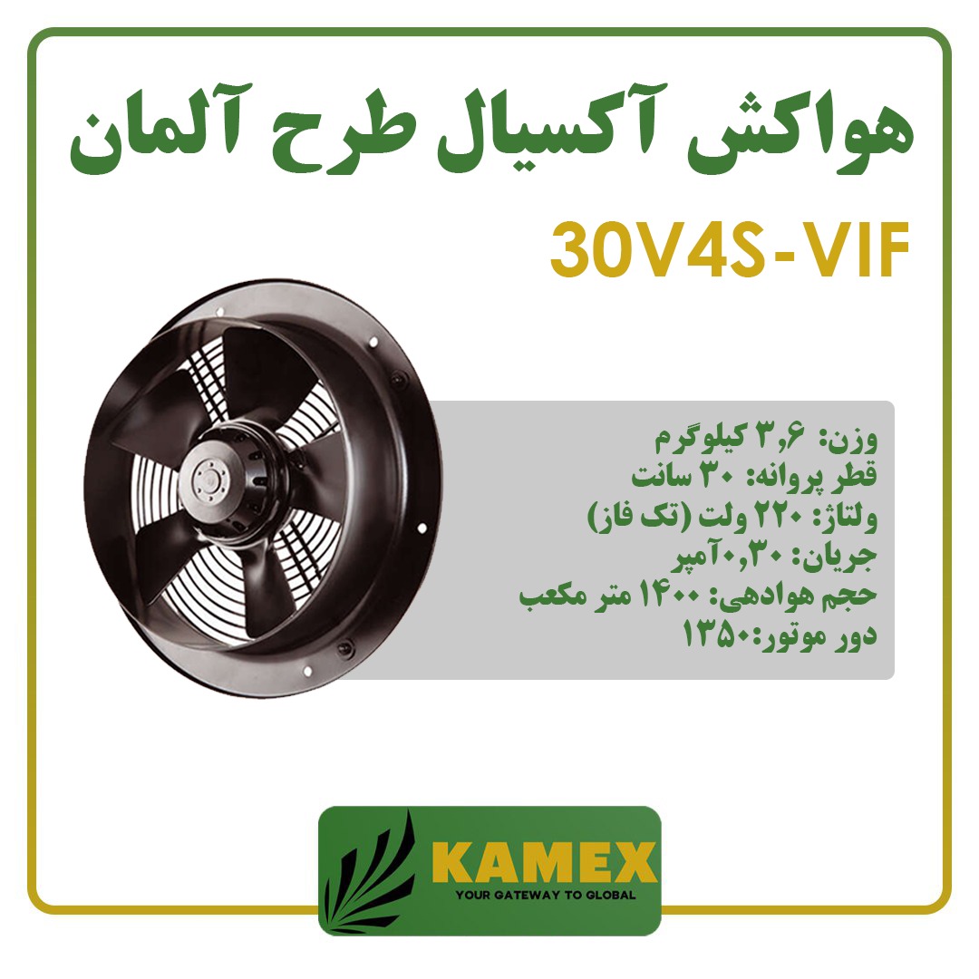 هواکش آکسیال 30 سانت دمنده - طرح آلمان (تک فاز)