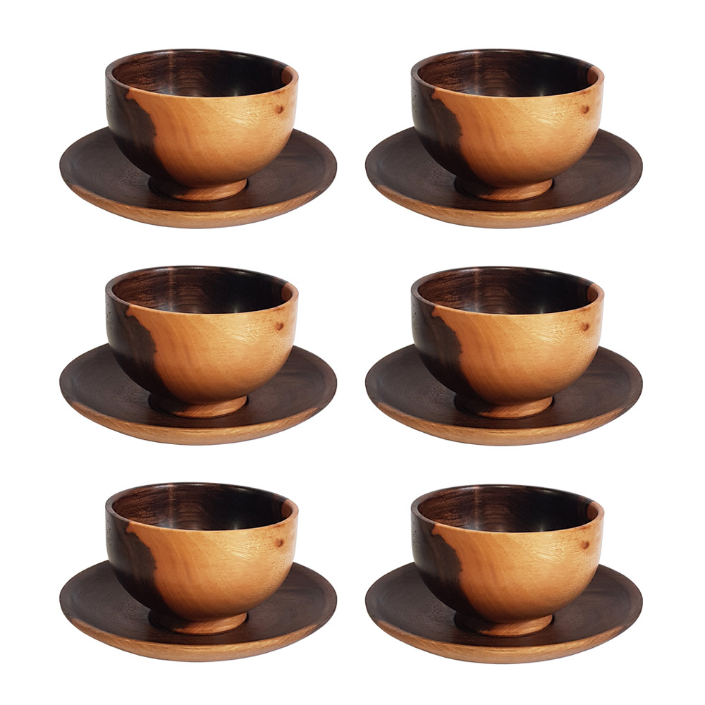 ست کاسه بشقاب آجیل خوری 12 پارچه چوبی