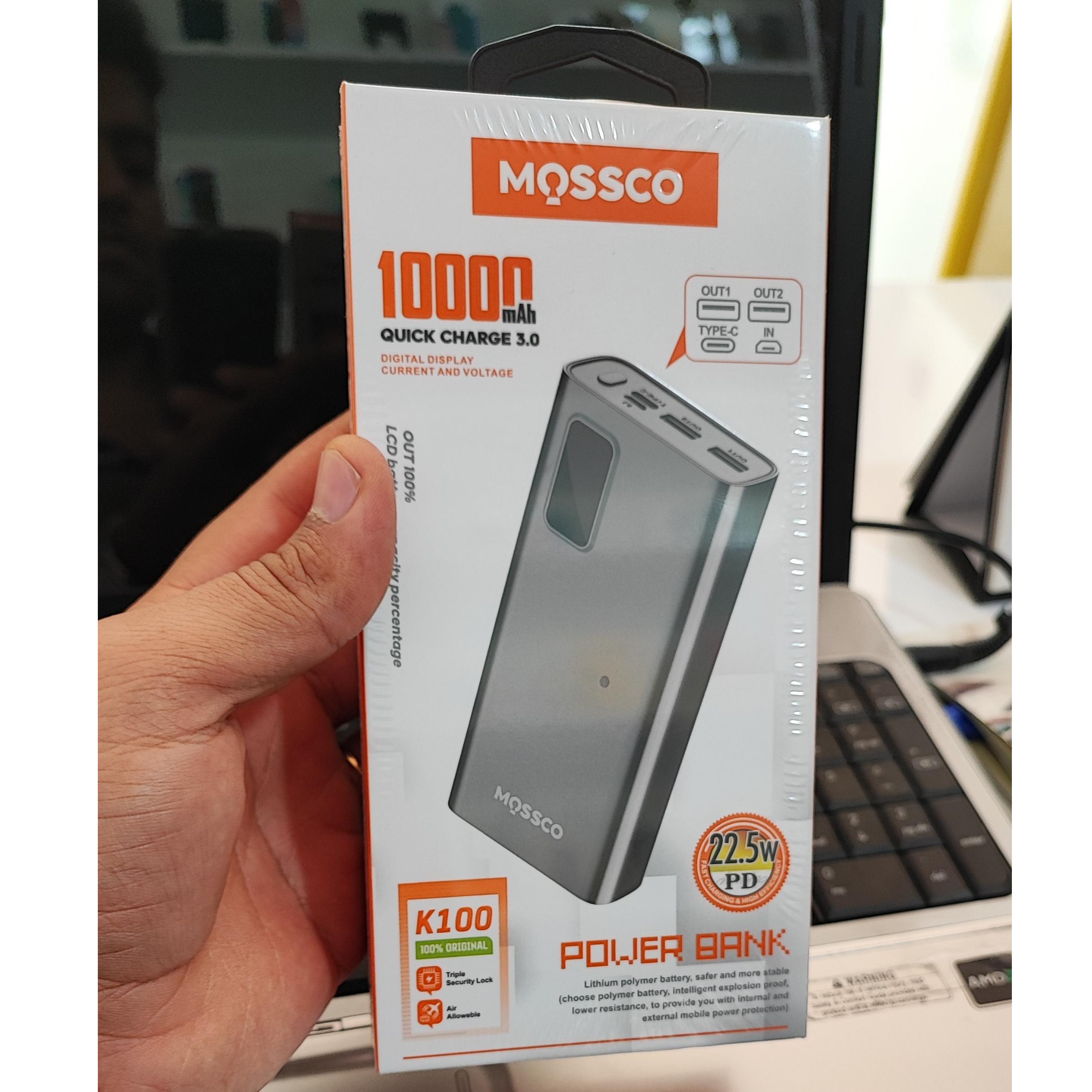 پاوربانک 10 هزار MOSSCO مدل K100 با صفحه نمایش
