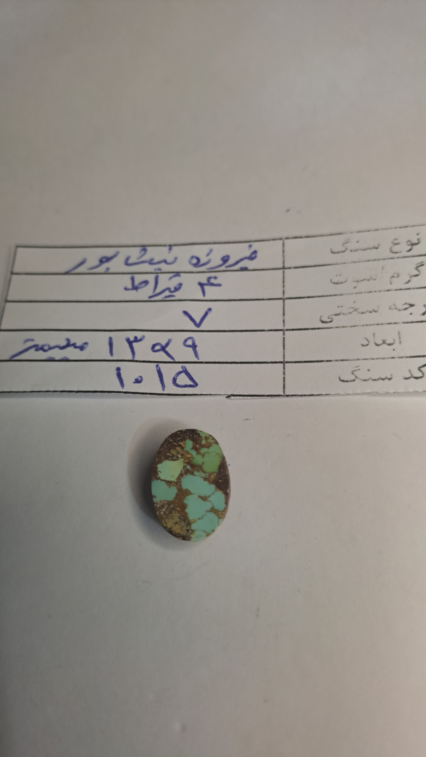 فیروزه نیشابور طبیعی مغز- کد 1015