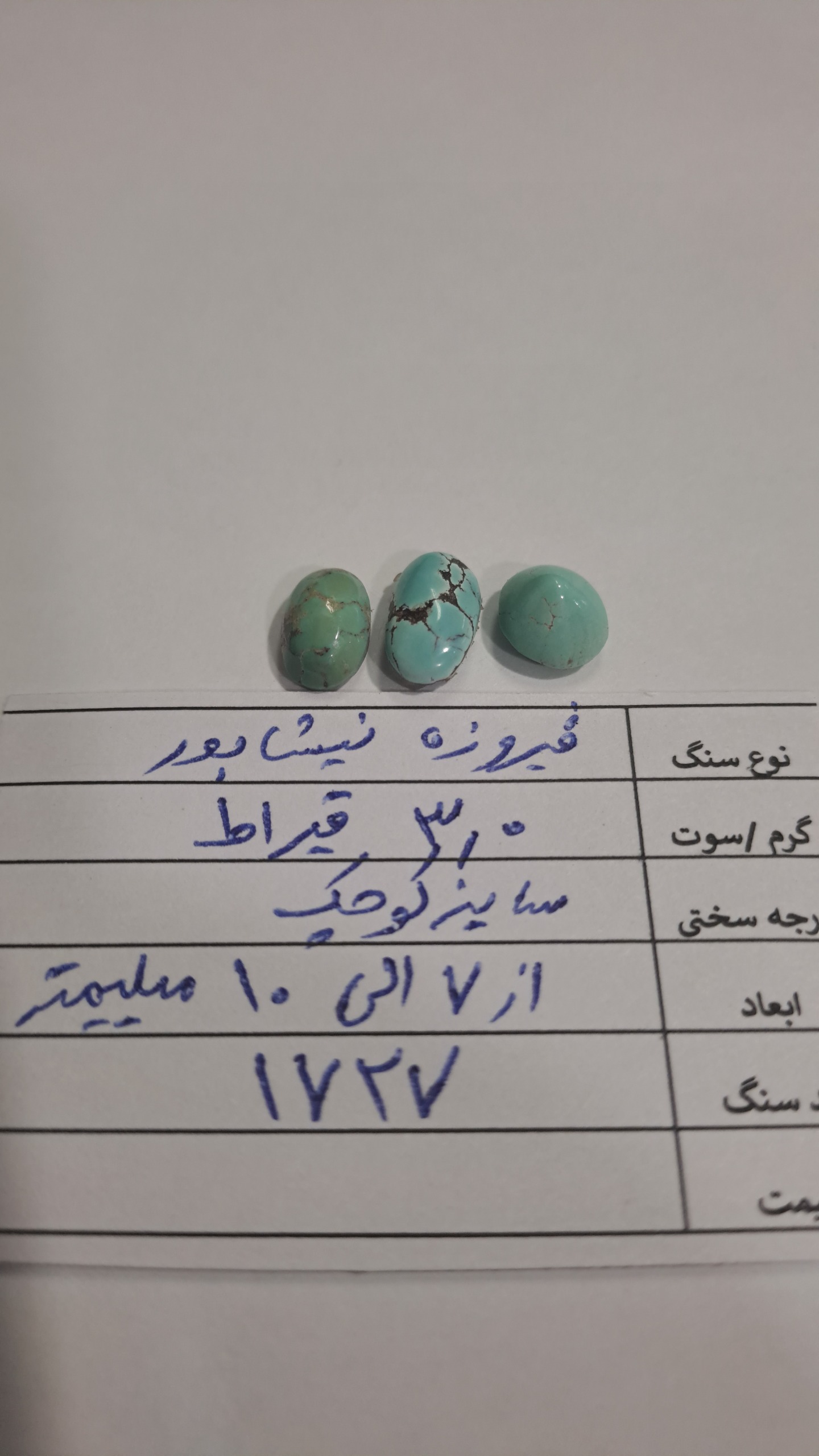 3 قطعه فیروزه نیشابور مغز- کد1727