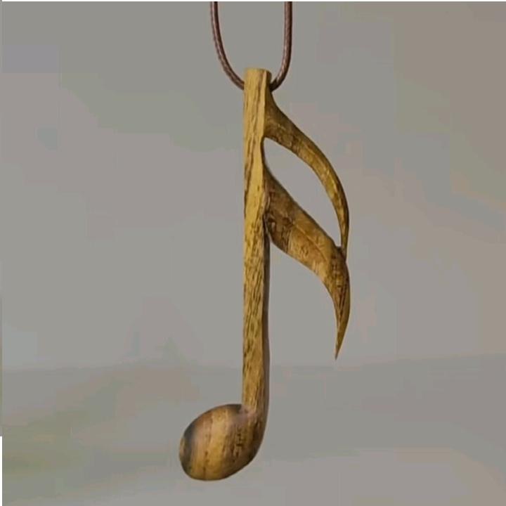 گردنبند چوبی نت موسیقی با چوب اقاقیا