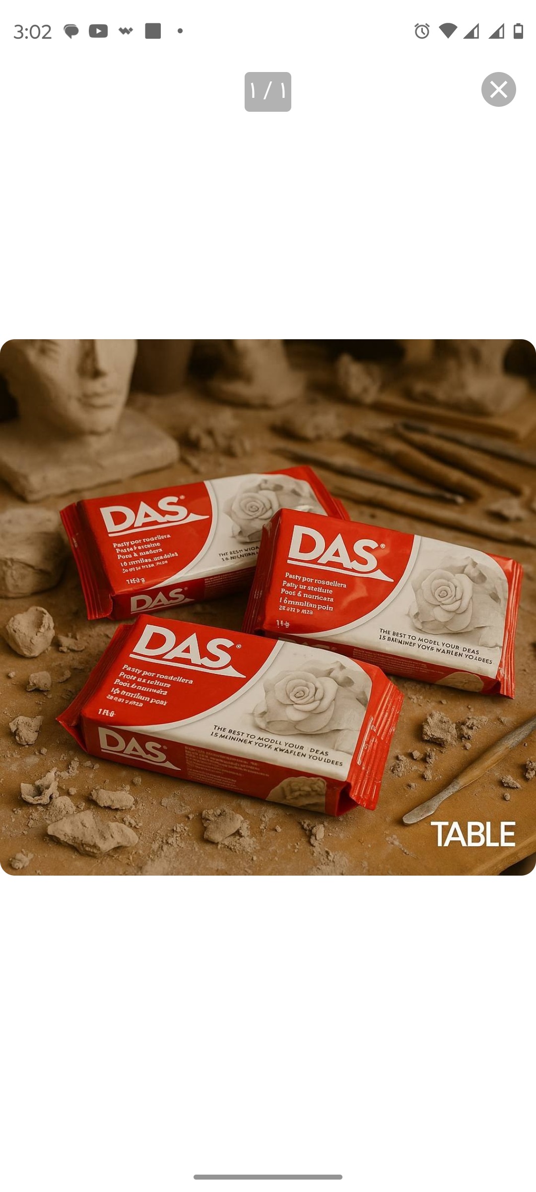 خمیر مجسمه سازی داس هوا خشک سفید 500 گرمی