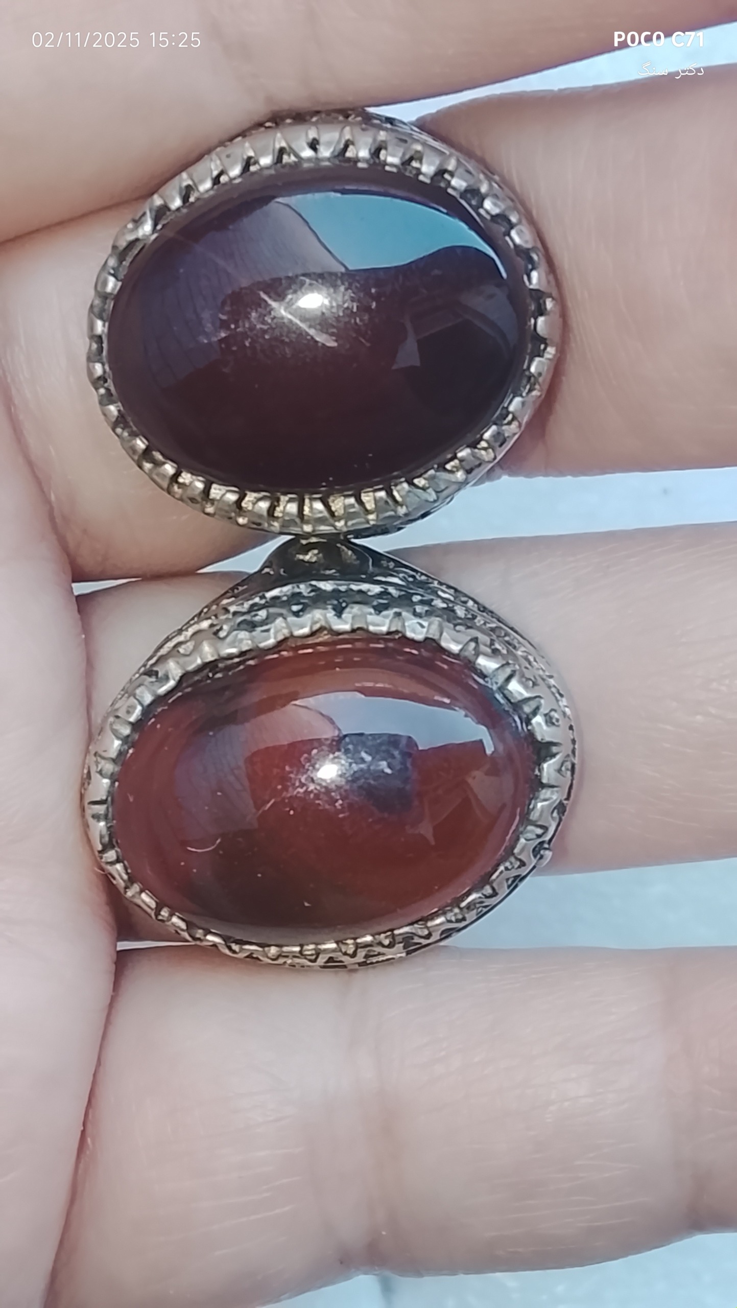 جفت انگشتر عقیق یمنی وسلیمانی ناب قدیمی کهنه