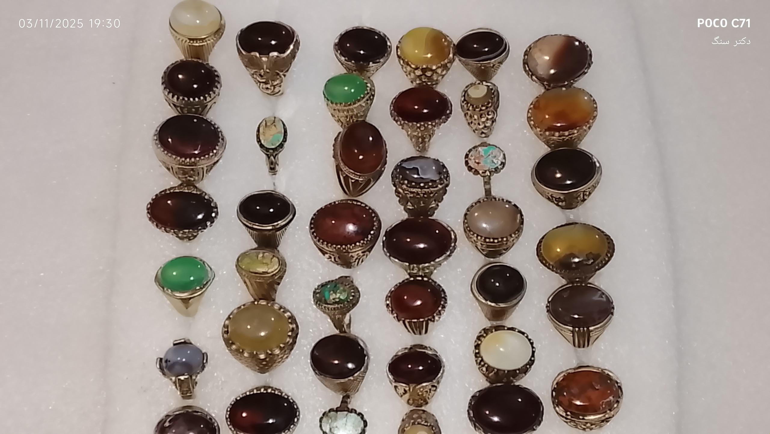 40عدد انگشتر متنوع ومعدنی طبیعی اصل نقره عیار 90