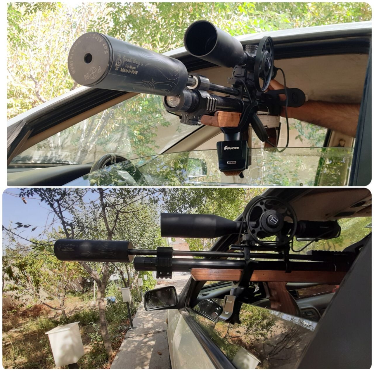 رست تفنگ روی شیشه خودرو تمام فلز