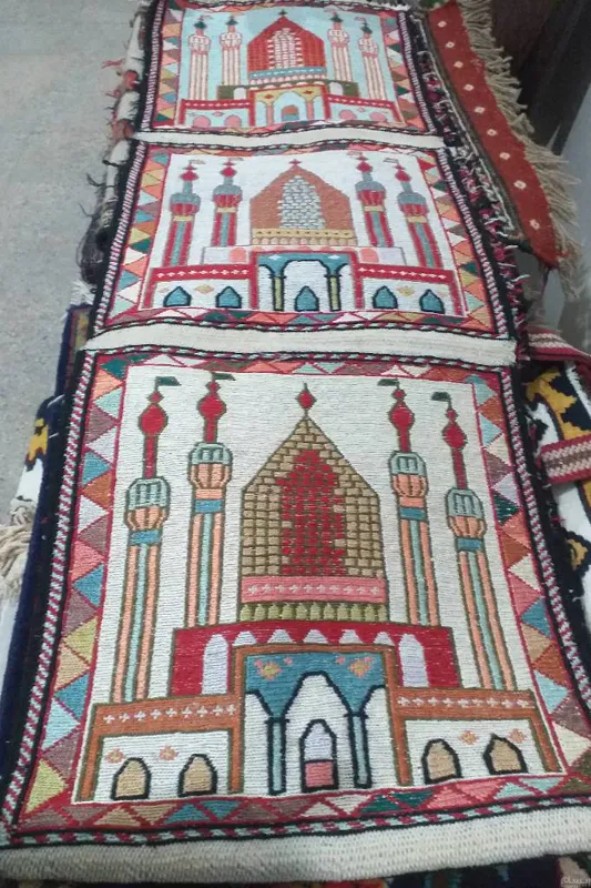 گلیم سوزنی ابریشم دستبافت نو(6 تخته 34×34 cm)