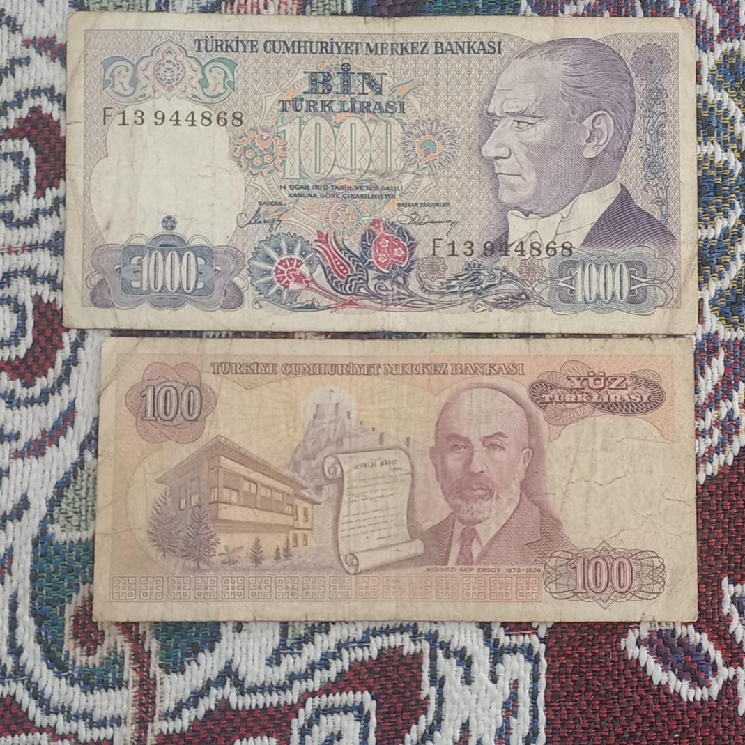 اسکناس 1000و100لیر ترکیه