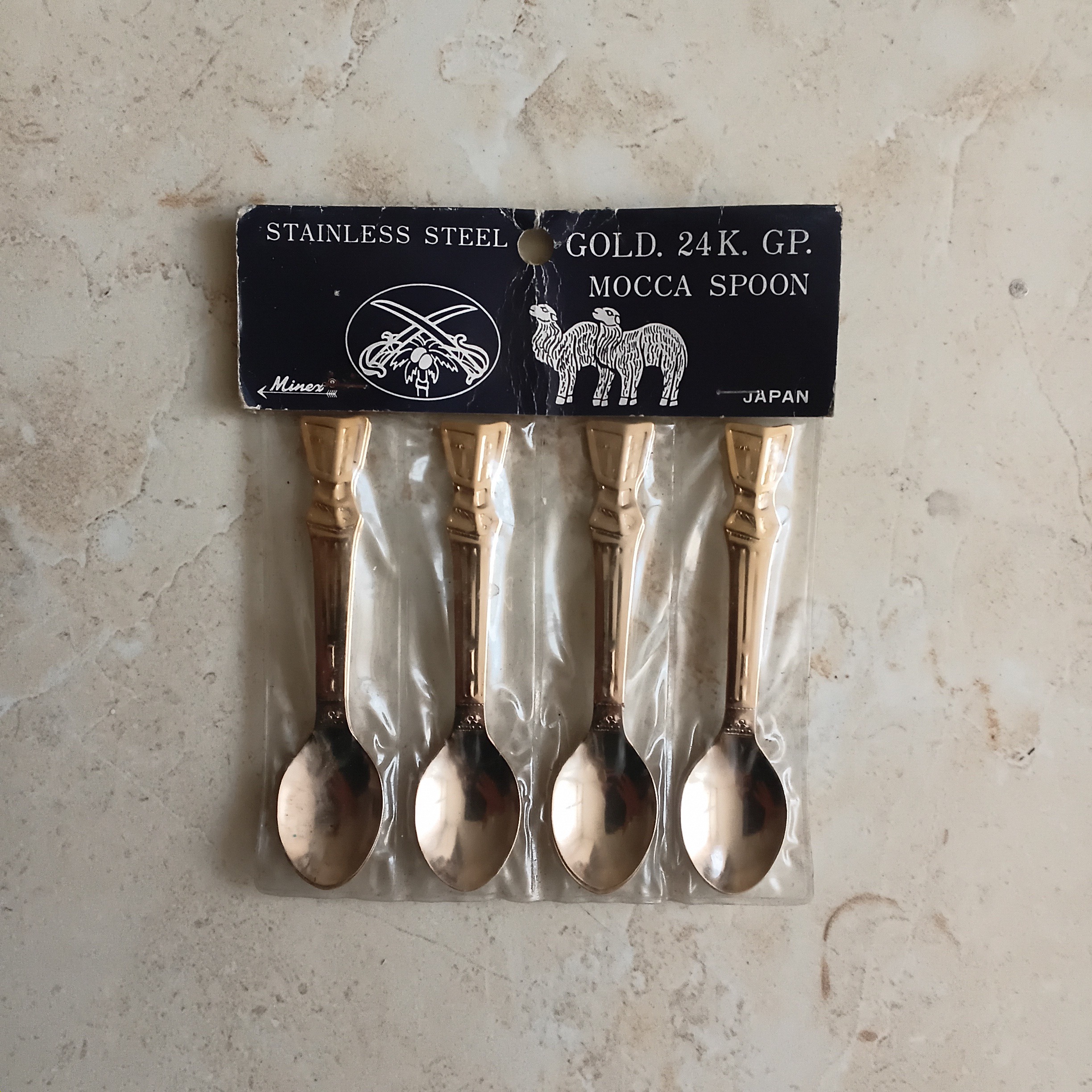 قاشق چایخوری 12 تایی ژاپنی با روکش طلای 24 عیار