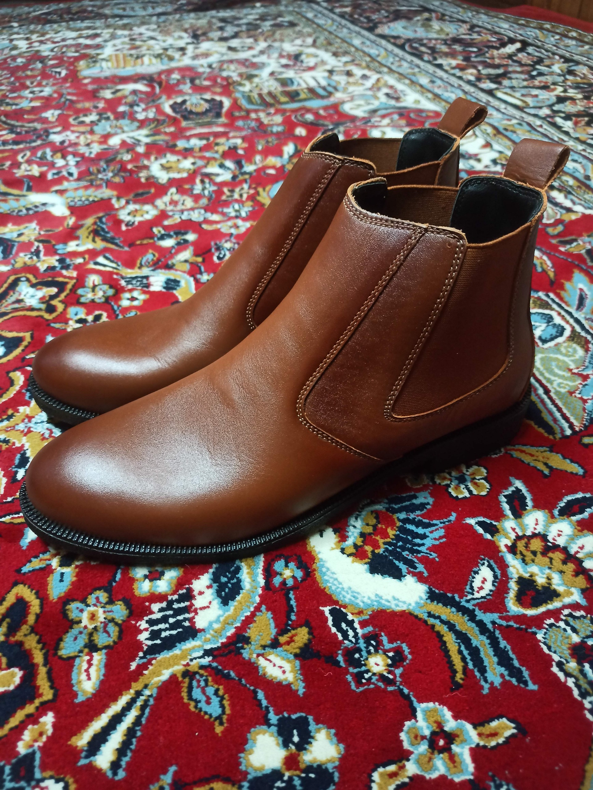 نیم بوت چرم طبیعی مردانه عسلی قهوهای