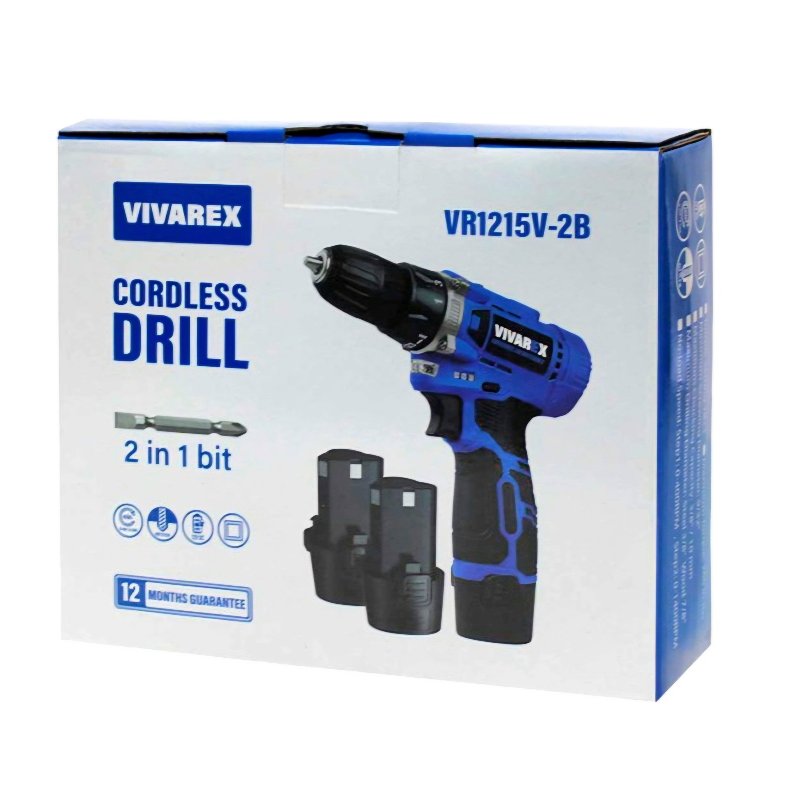 دریل شارژی 12 ولت ویوارکس با 2 باتری VR1215V-2B