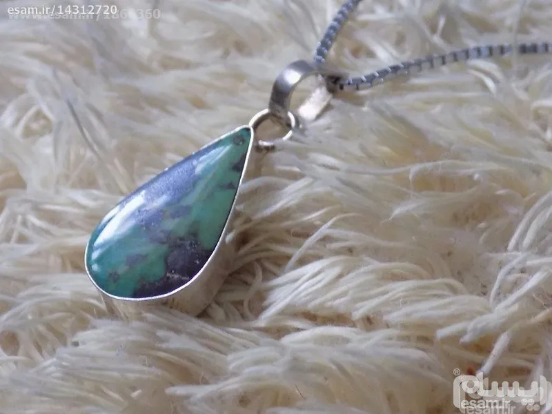 آویز نقره نگین فیروزه اصل نیشابور