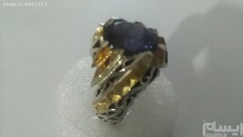 انگشترنقره 950الکساندریت بارکاب ایینه کاری شده