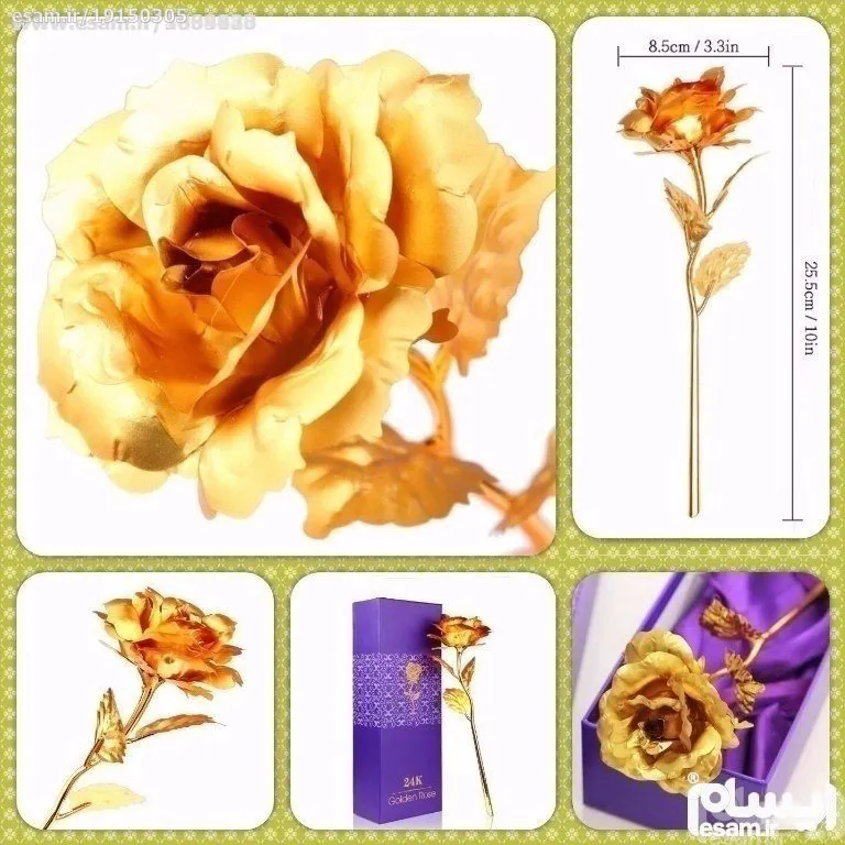 گل رُز با روکش طلای 24عیار