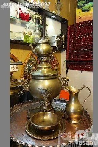 سماورذغالی6لیتری دارای مهرروس باست کامل5پارچه