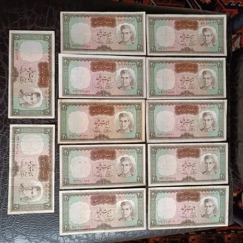 12 قطعه اسکناس 20 ریال شکارگاهی
