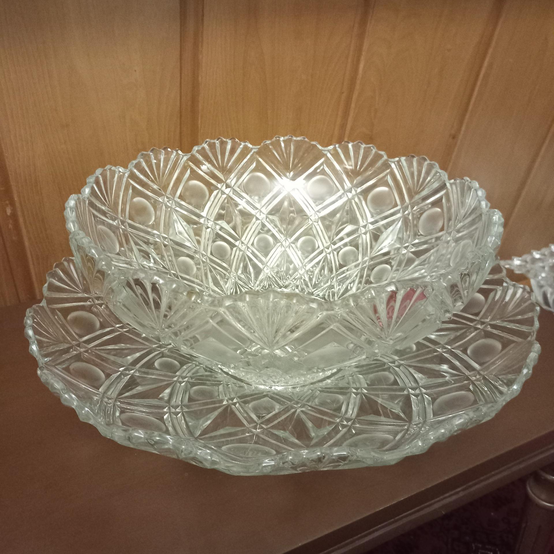 سایز بزرگ/ قاب و قدح قدیمی/ کریستال