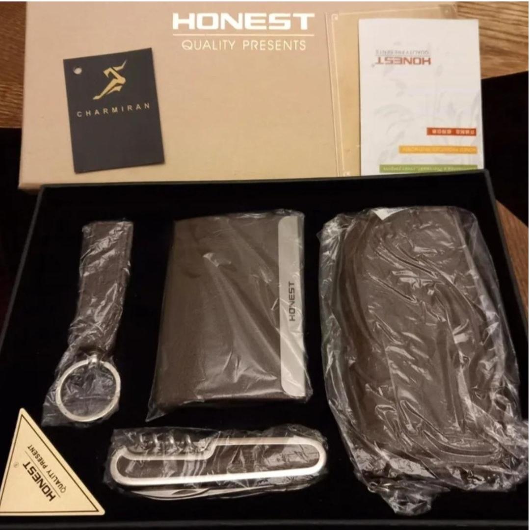 ست کیف پول، جاسوئیچی، چاقو و ناخنگیر چرمی Hunest