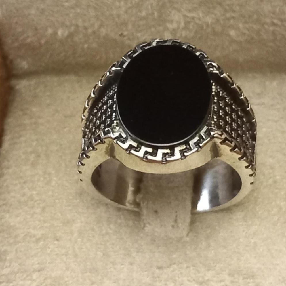 نقره 925 انگشتر/ نگین مشکی/ وارداتی ترک/