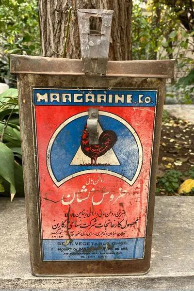 قوطی حلب روغن خروس نشان قدیمی