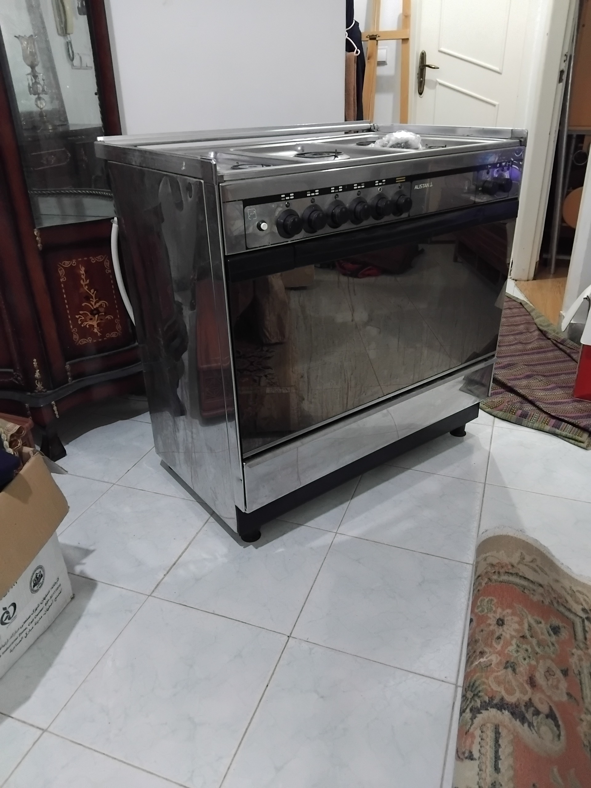 اجاق گاز 5شعله فر مارک عالیستان تمام استیل