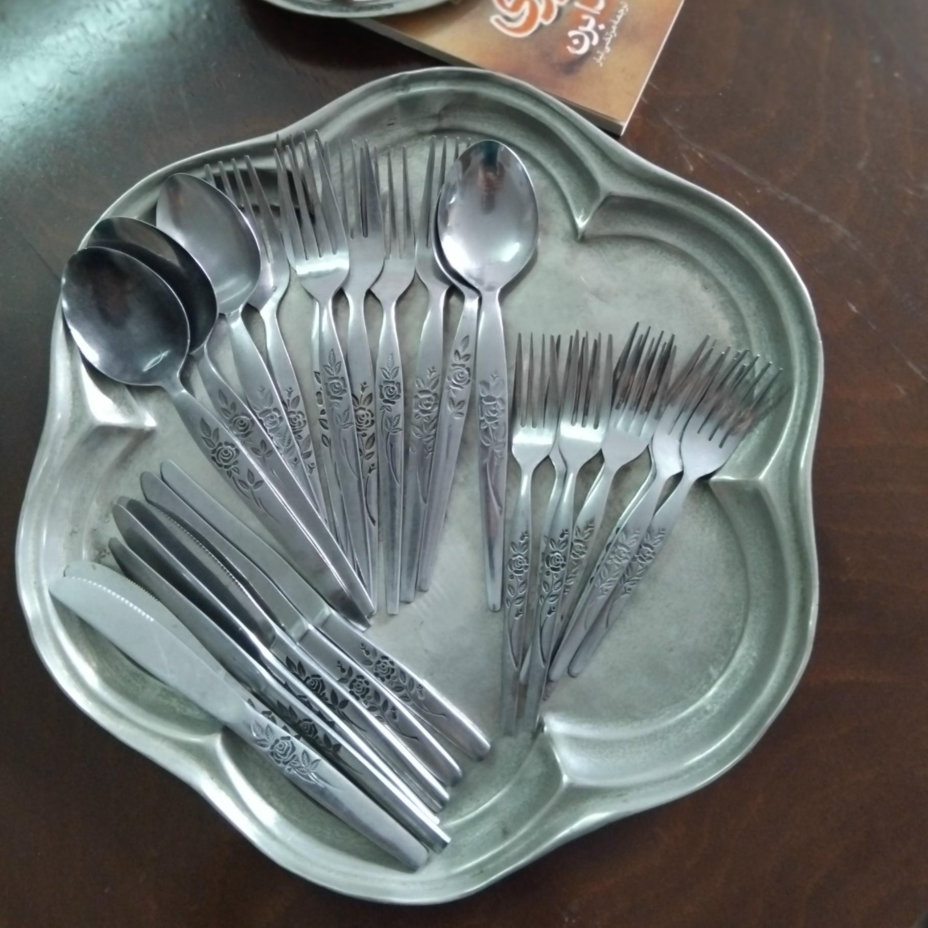 یکدست قاشق غذاخوری گل رز قدیمی