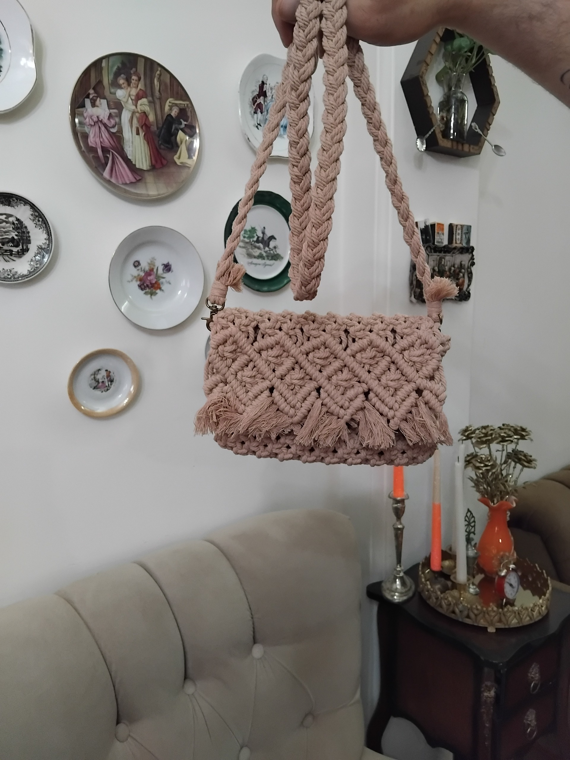 کیف مکرومه دست بافت