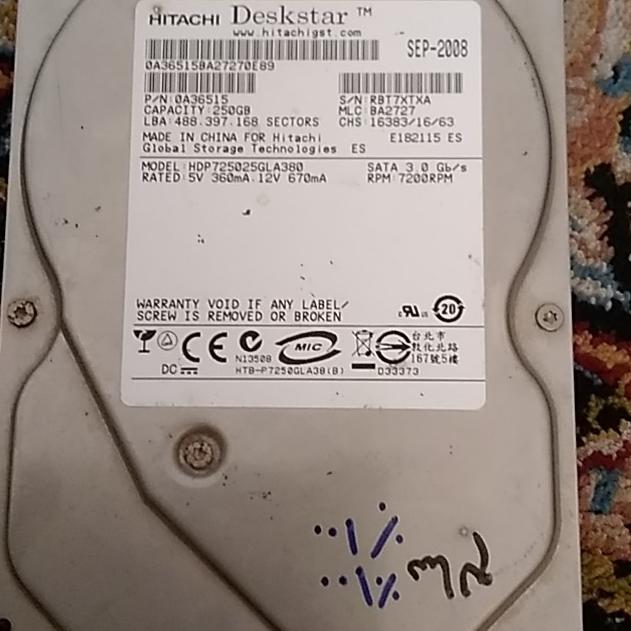 هارد هیتاچی 250 گیگ سلامت 100