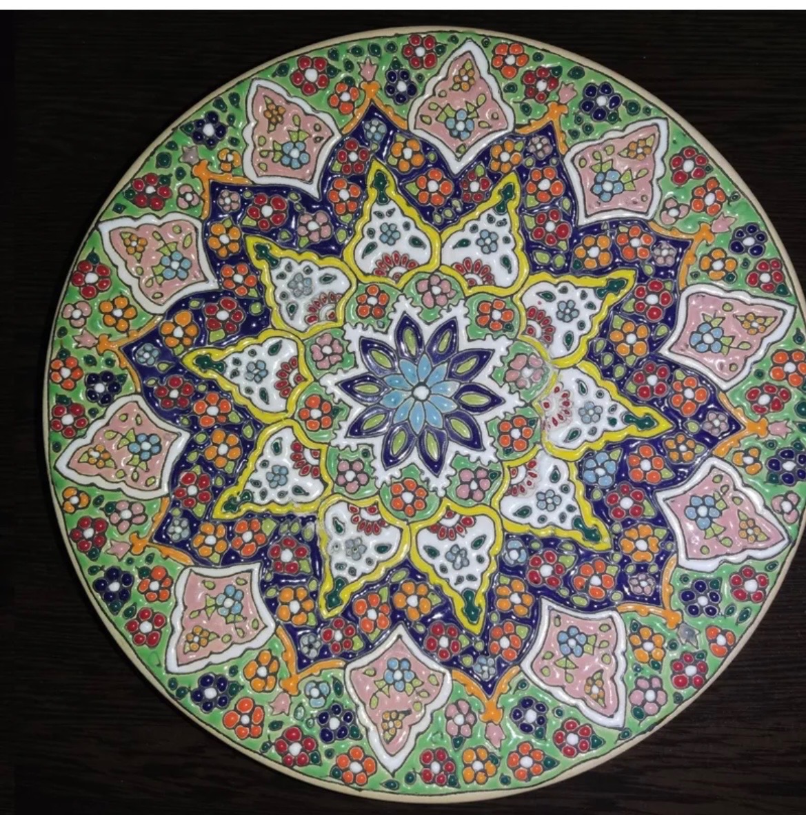 بشقاب مینا کاری سفالی