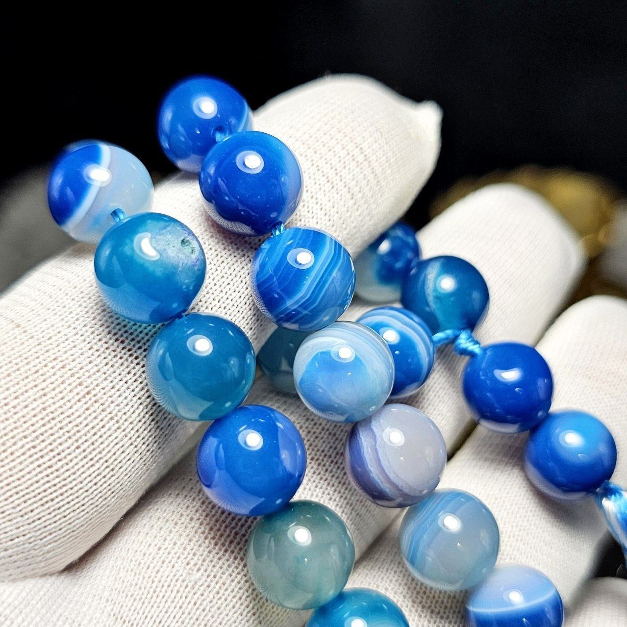 تسبیح33 دانه عقیق آبی سلیمانی معدنی کد10461