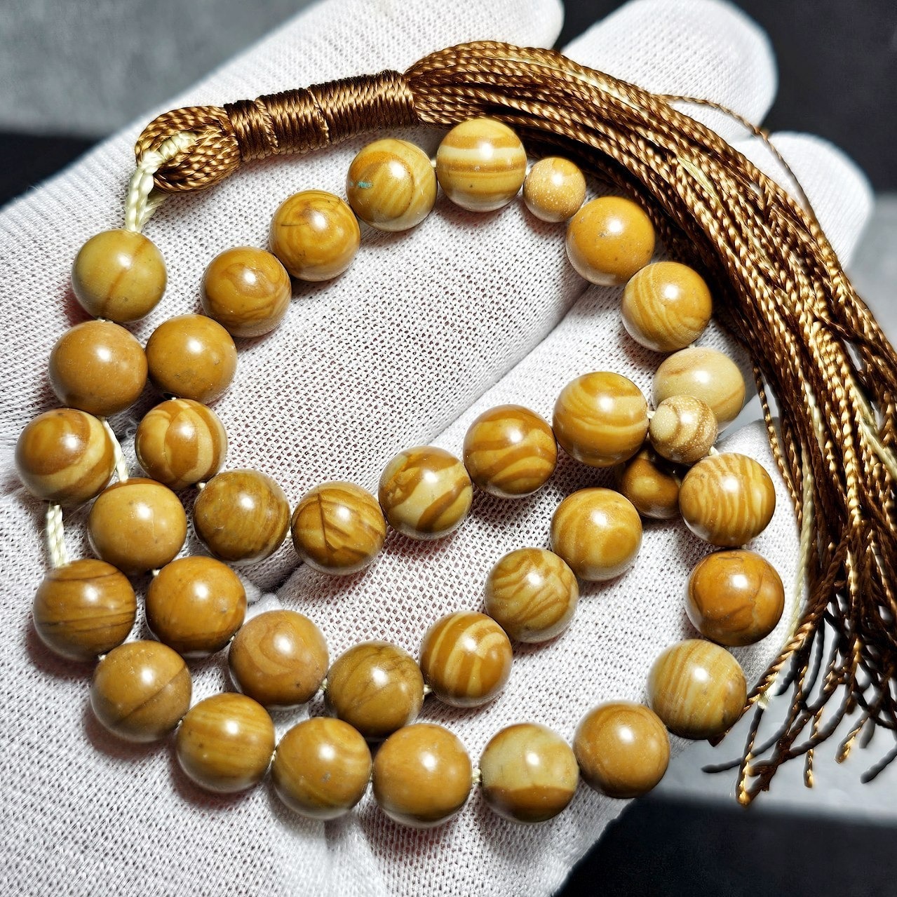  تسبیح 33 دانه جاسپر معدنی  کد 10476