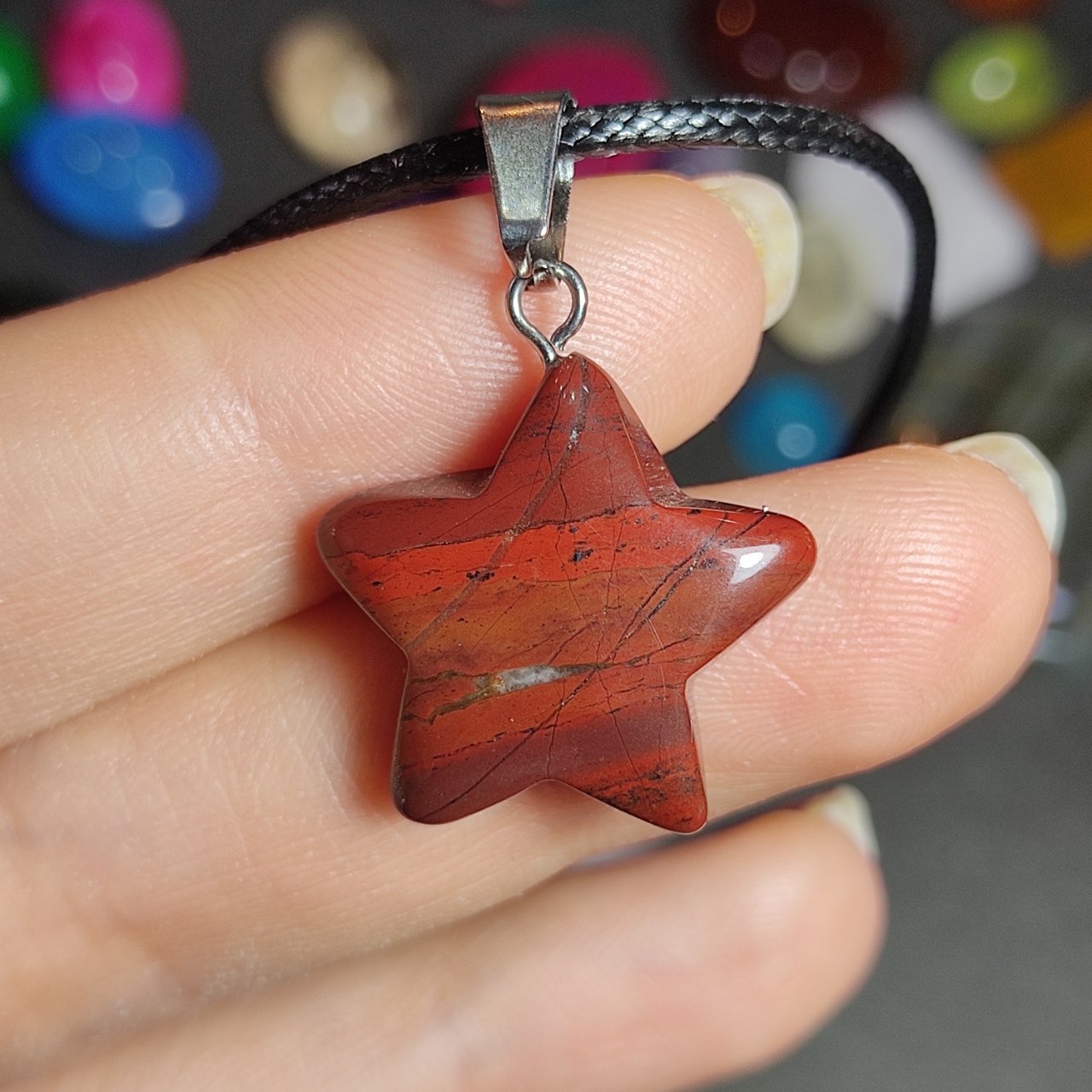 گردنبند سنگ طبیعی جاسپر سرخ معدنی کد10048