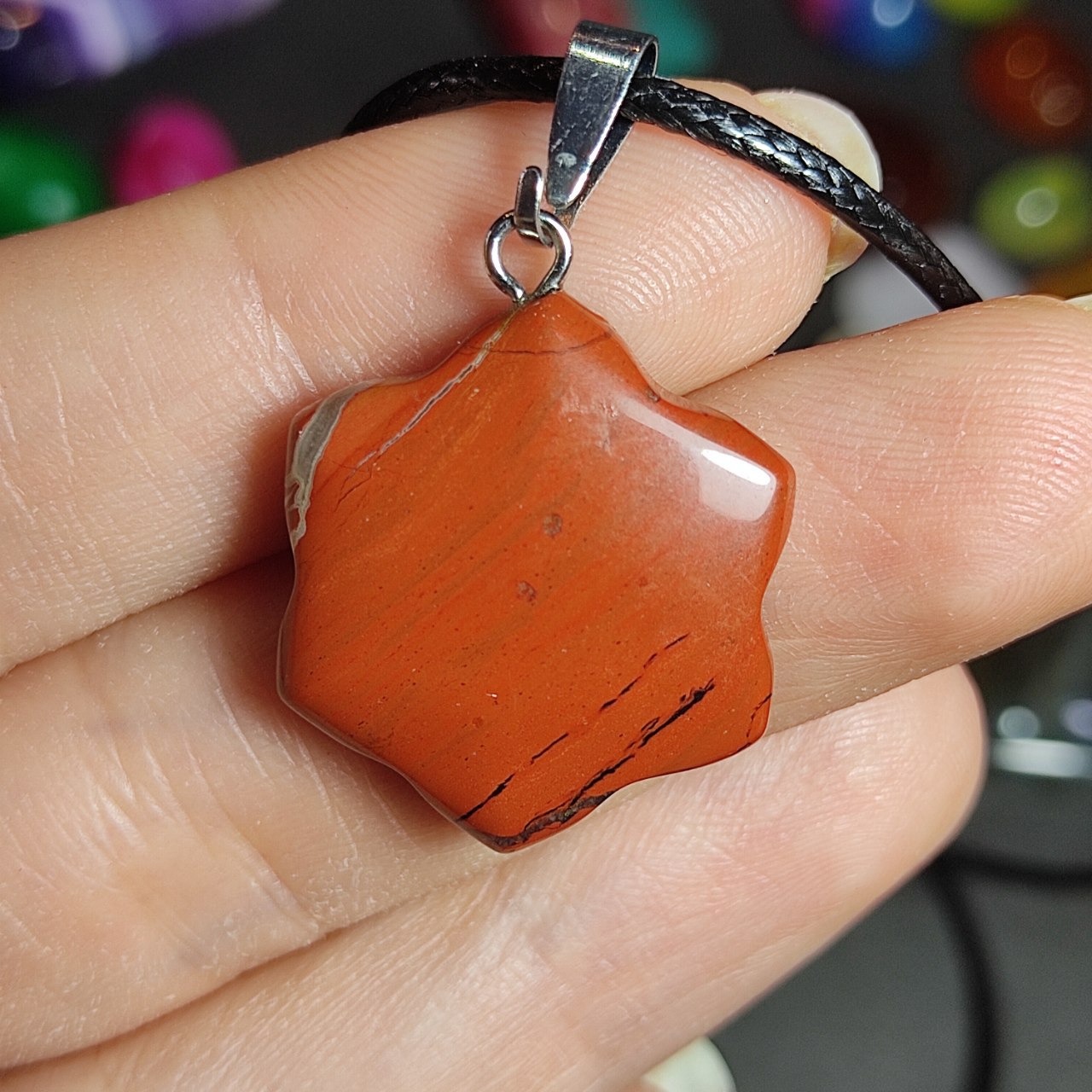 گردنبند سنگ طبیعی جاسپر سرخ معدنی کد 10050