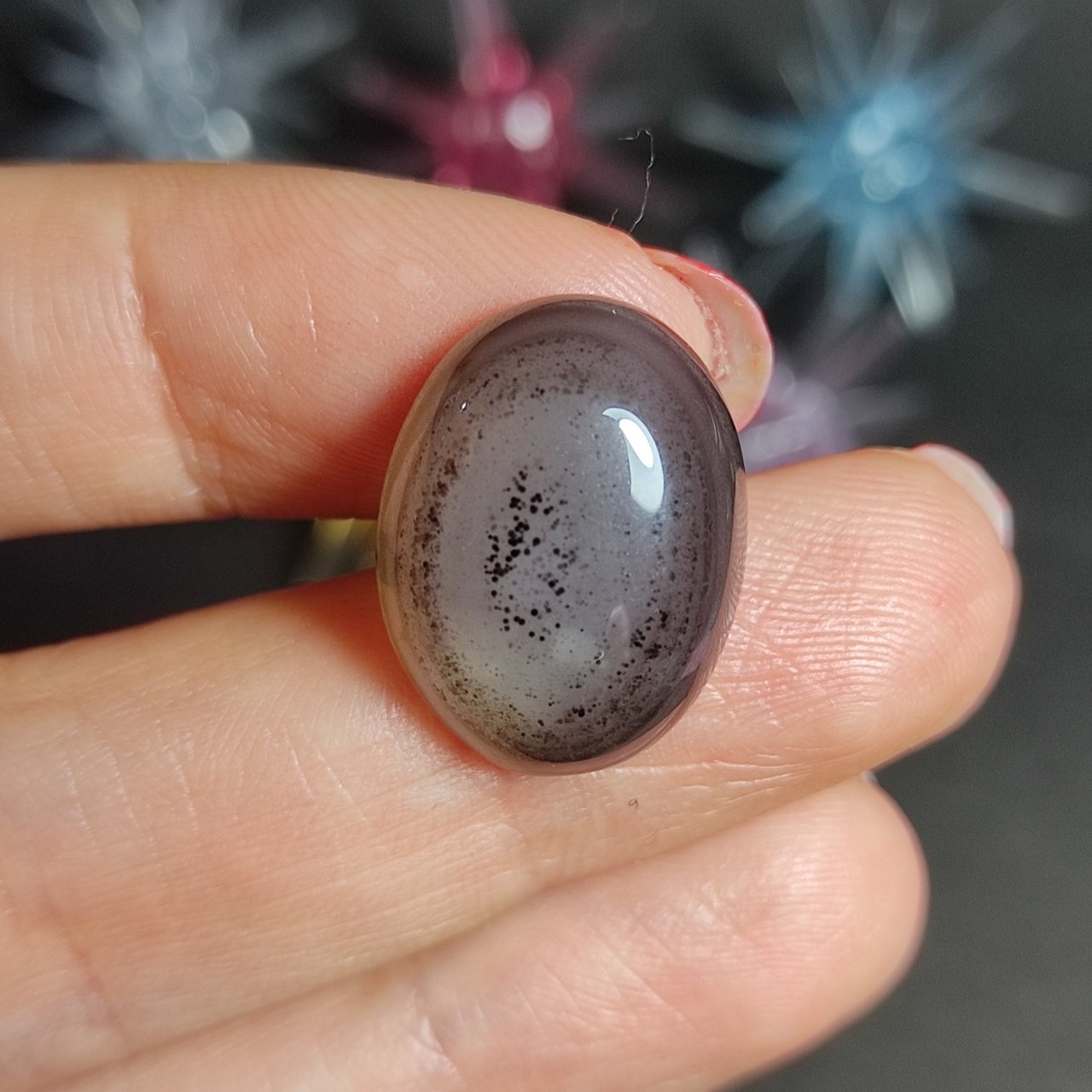  نگین سنگ عقیق دودی معدنی  کد  10092