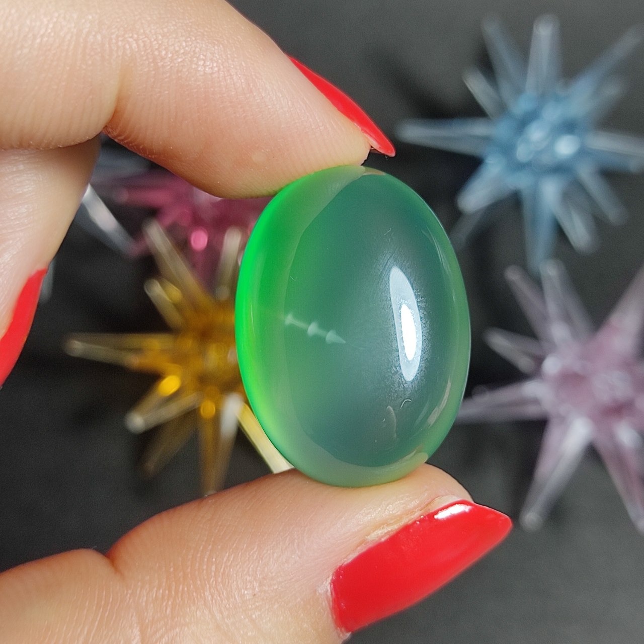  نگین سنگ عقیق سبز آبدار معدنی کد  10116