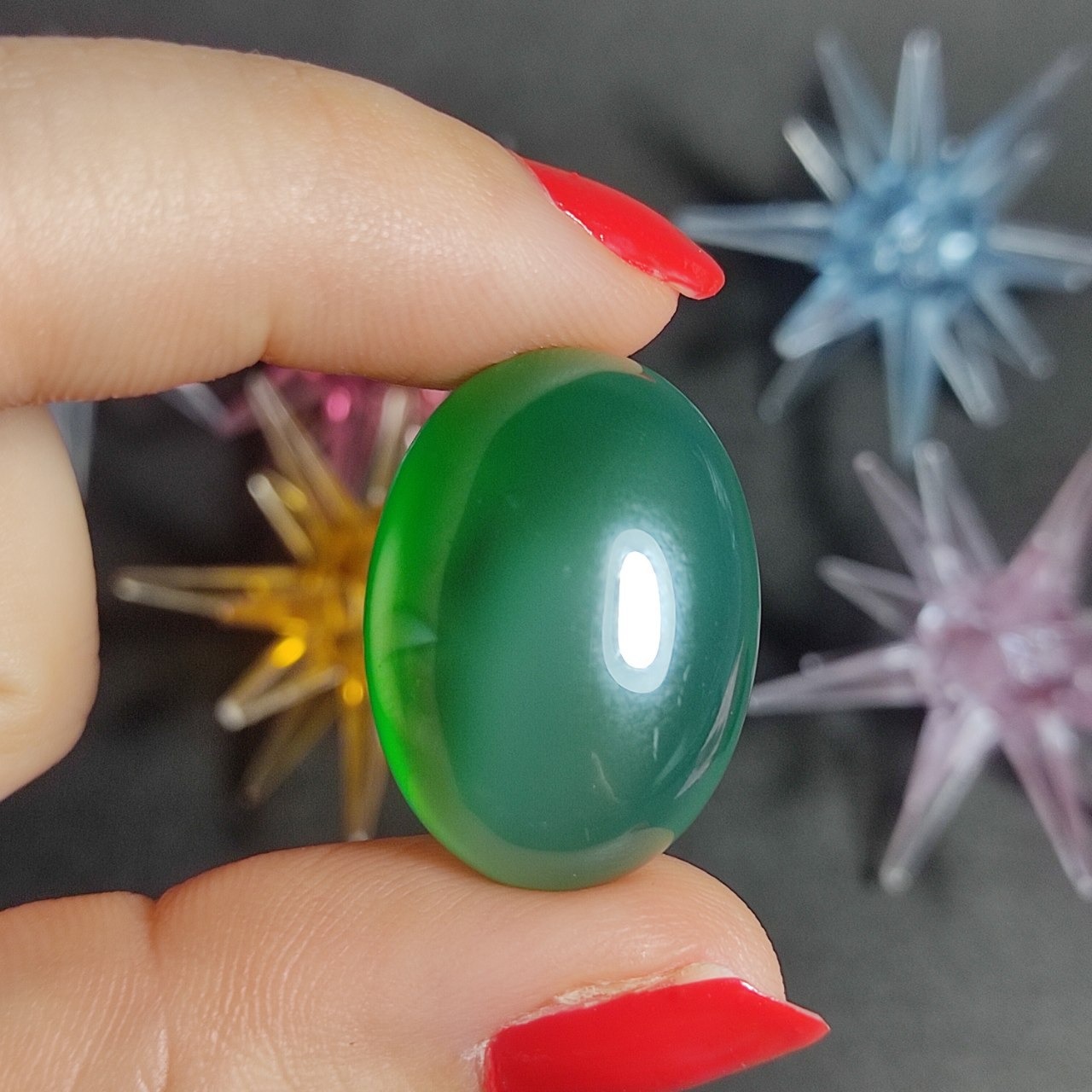  نگین سنگ عقیق سبز آبدار معدنی کد  10118