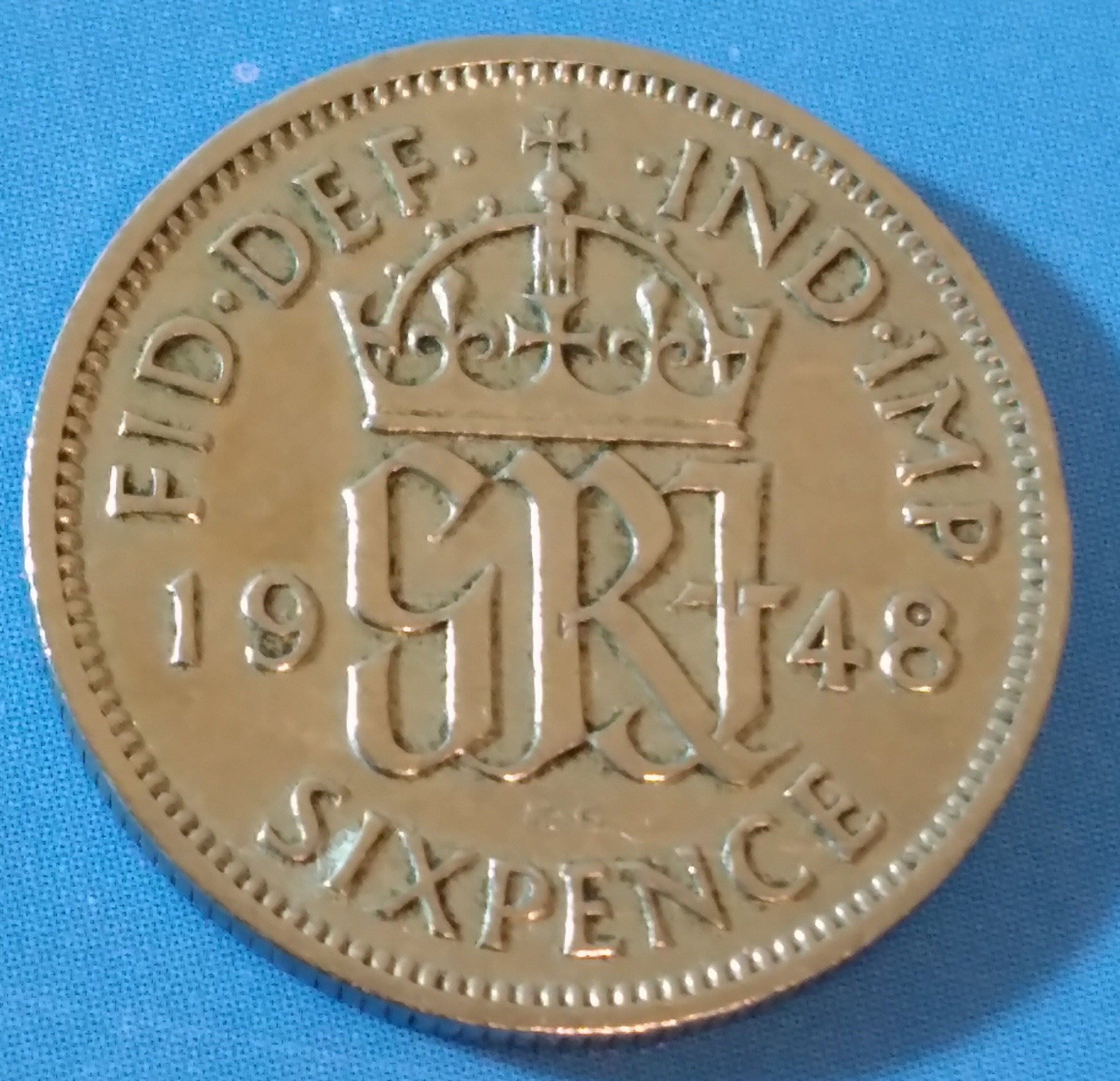 سکه 6 پنس جورج ششم بریتانیا سال ضرب 1948