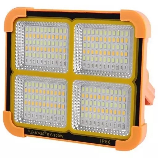 پروژکتور شارژی سولار کیانگ 100 وات دارای پاور بانک