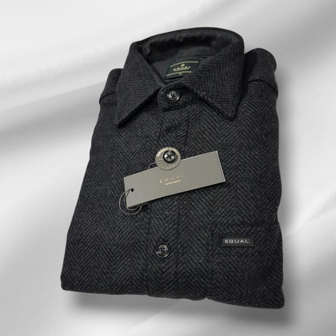 پیراهن پشمی تک جیب زغالی