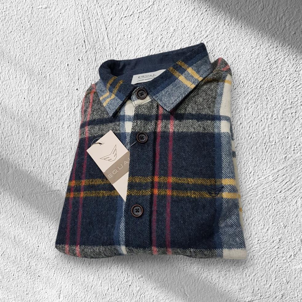 پیراهن پشمی چهارخانه نیمه ضخیم