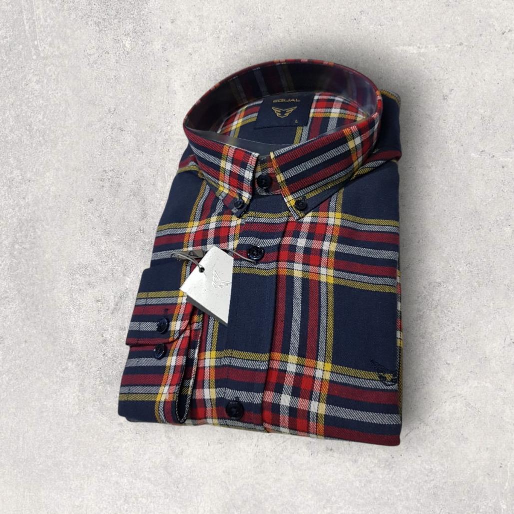 پیراهن نخی چهارخانه XL