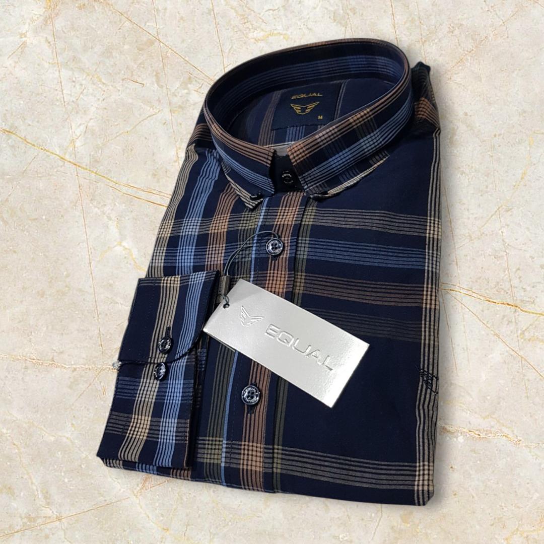 پیراهن چهارفصل نخی سرمه ای