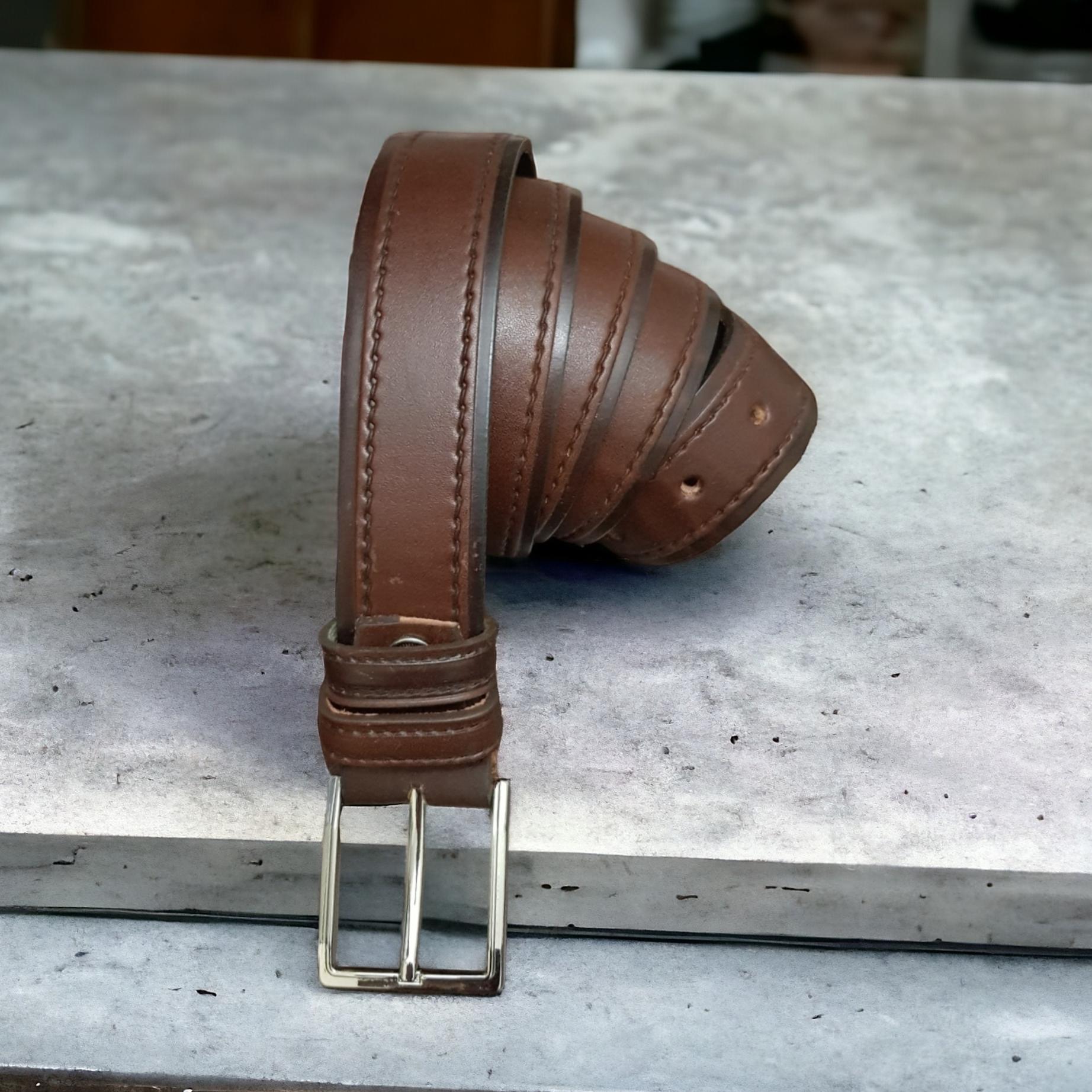 کمربند چرم طبیعی قهوه ای