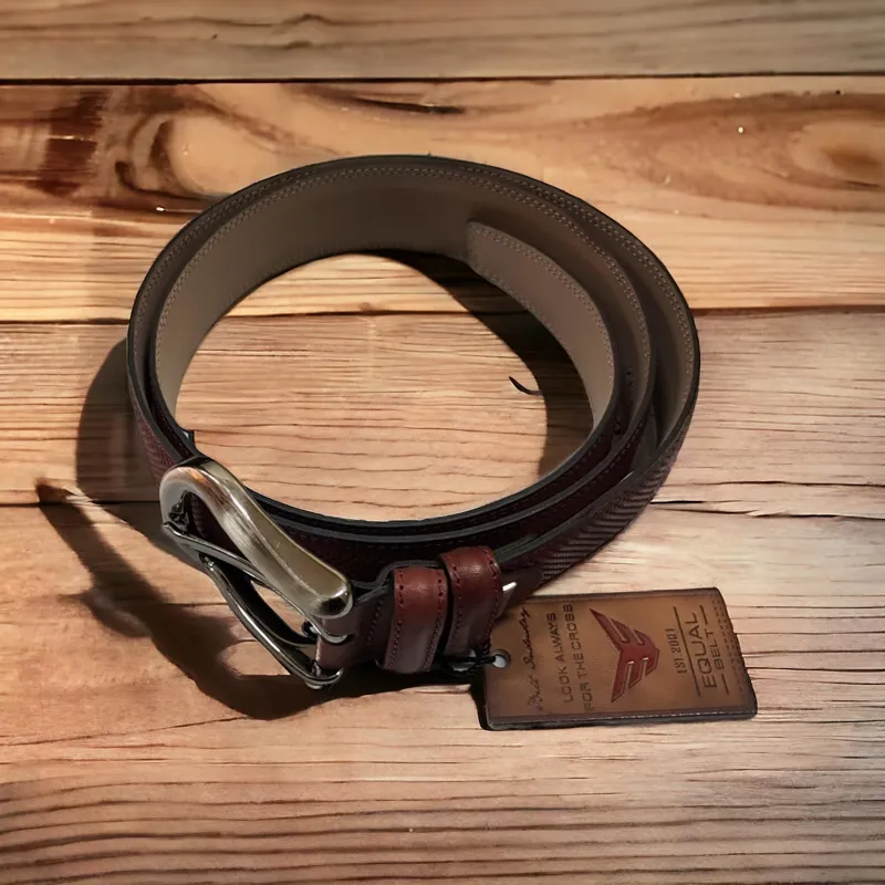 کمربند چرم طبیعی زرشکی