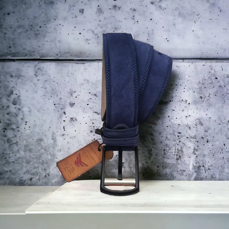 کمربند چرم نوبوک سرمه ای