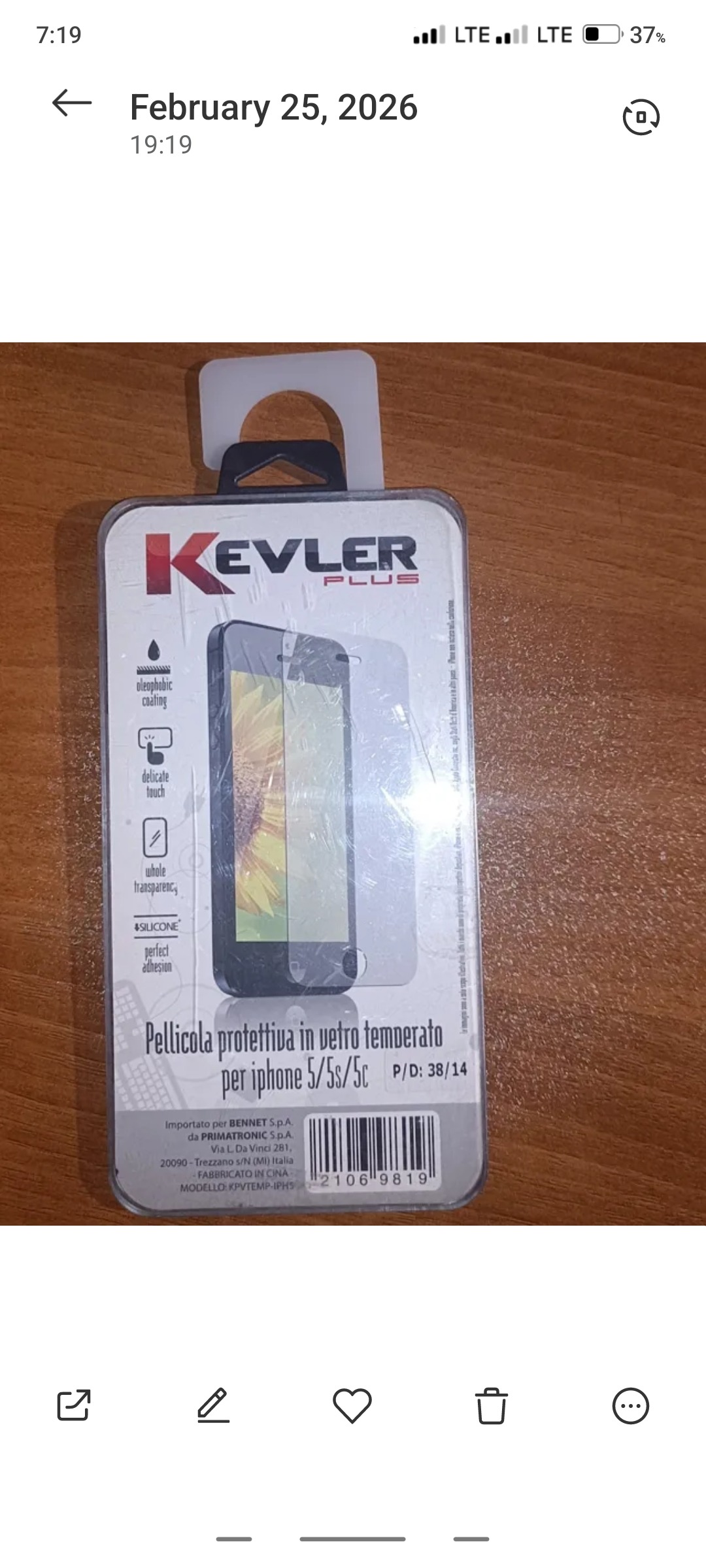 گلس برای آیفون 5/5s/5c برند Kevler ایتالیا