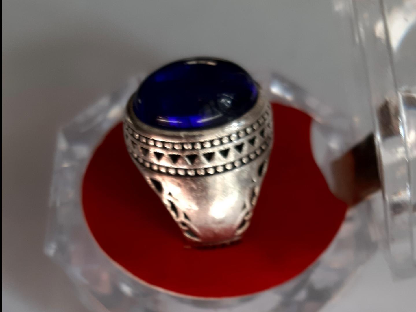 انگشتر مردانه یاقوت صنعتی آبی زیبا