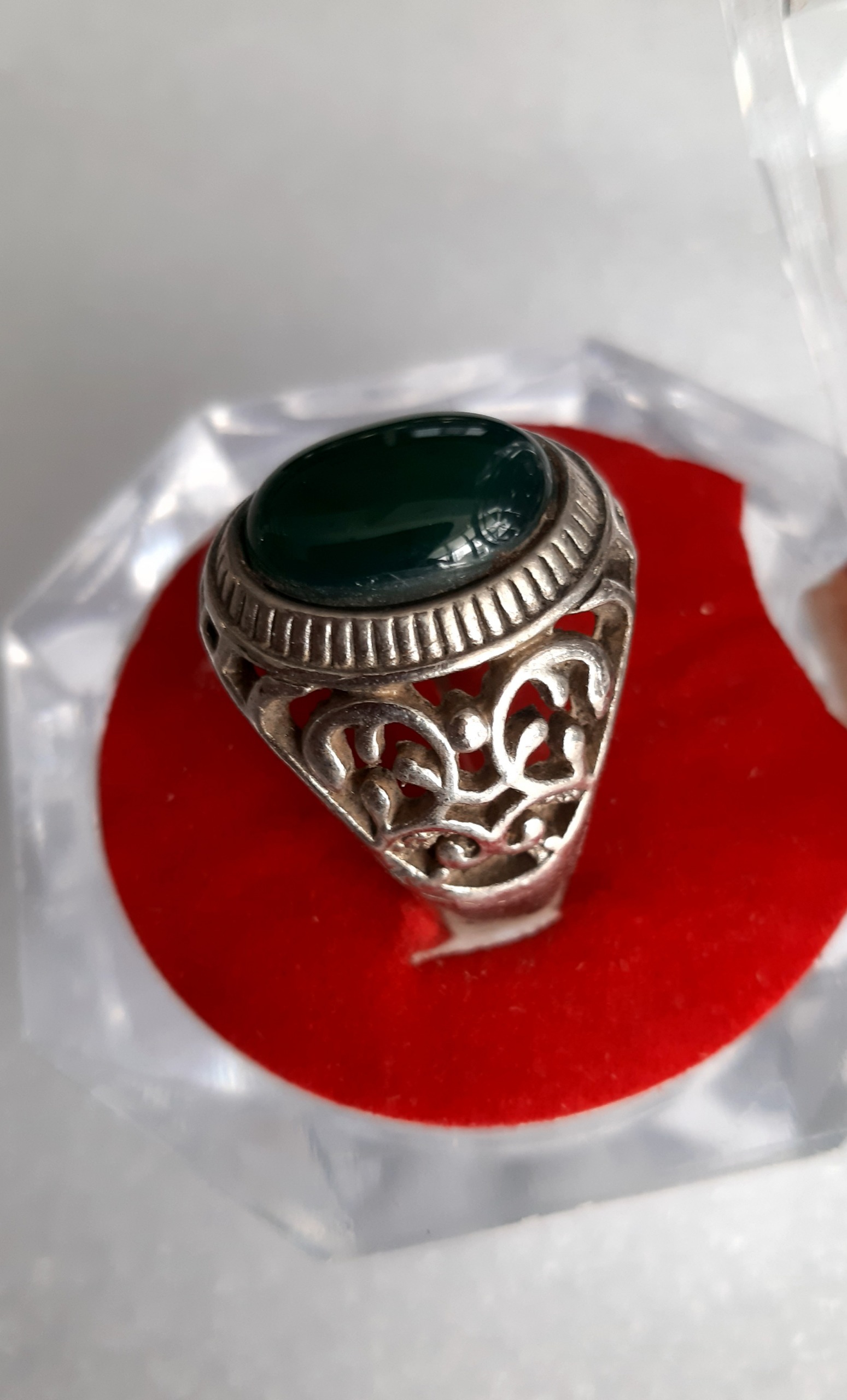 انگشتر عقیق سبز مردانه خوشرنگ